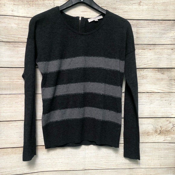 LOFT Casual Cozy Black Striped Small Sweater - Picture 1 of 6